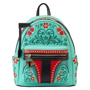 loungefly star wars boba fett floral embroidered cosplay womens double strap shoulder bag purse