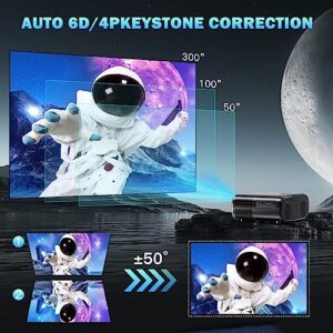 【Auto Focus】Projector with WiFi and Bluetooth with 100'' Screen, Goiaey 490 ANSI Native 1080P Projector 4K Support, Auto 6D Keystone, Home Theater Movie Projector for iOS/Android/PC/TV Stick/HDMI/USB