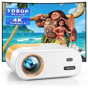 yowhick mini projector for iphone, native 1080p hd projector, portable projector, movie projector compatible with android/ios/windows/tv stick/hdmi/usb