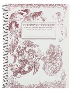 decomposition mermaids college ruled spiral notebook - 9.75 x 7.5 journal with 160 lined pages - 100% recycled paper - cute notebooks for school supplies, home & office - made in usa