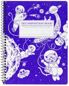 decomposition kittens in space college ruled spiral notebook - 9.75 x 7.5 journal with 160 lined pages - 100% recycled paper - cute notebooks for school supplies, home & office - made in usa