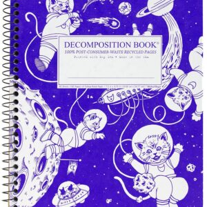 Decomposition Kittens in Space College Ruled Spiral Notebook - 9.75 x 7.5 Journal with 160 Lined Pages - 100% Recycled Paper - Cute Notebooks for School Supplies, Home & Office - Made in USA