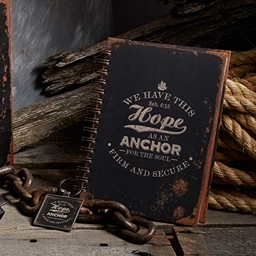 Christian Art Gifts Large Hardcover Notebook/Journal | Hope As An Anchor – Hebrews 6:19 Bible Verse | Vintage Inspirational Wire Bound Spiral Notebook w/192 Lined Pages, 6” x 8.25”