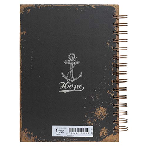 Christian Art Gifts Large Hardcover Notebook/Journal | Hope As An Anchor – Hebrews 6:19 Bible Verse | Vintage Inspirational Wire Bound Spiral Notebook w/192 Lined Pages, 6” x 8.25”