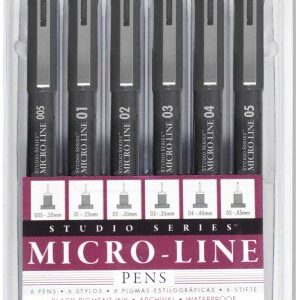 Peter Pauper Press Studio Series Micro-Line Pigment Ink Pen Set (Set of 6)