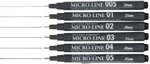 Peter Pauper Press Studio Series Micro-Line Pigment Ink Pen Set (Set of 6)