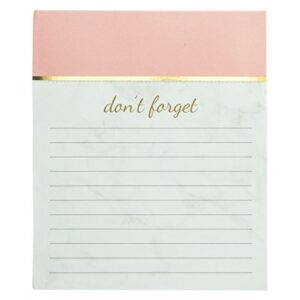 graphique blush pink jotter notepad, pad of paper w/ 250 tearable ruled pages, elegant and fun, embellished with gold foil, great for kitchen counters, nightstands, desks, and more, 4.5" x 5.5" x 1"