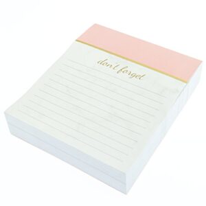 Graphique Blush Pink Jotter Notepad, Pad of Paper w/ 250 Tearable Ruled Pages, Elegant and Fun, Embellished with Gold Foil, Great for Kitchen Counters, Nightstands, Desks, and More, 4.5" x 5.5" x 1"