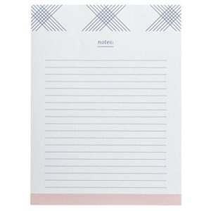 Graphique Blue Plaid Large Notepad, Modern “Notes” Notepad with 150 Tear-Off Sheets and Chic Design, Perfect for Kitchen Counters, Nightstands, Desks, and More, 6" x 8"