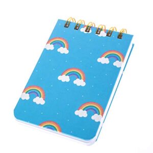 Graphique Rainbows Petite Journal - Pocket Journal with 200 Custom Interior Pages, Stylish Blue Cover with Rainbows and Polka Dots and Spiral Bound Top, 3.5" x 5.5"