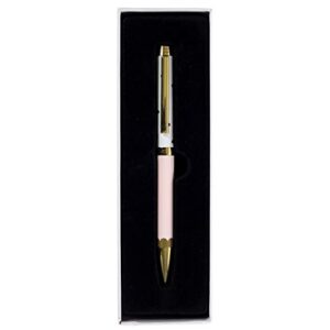 graphique pretty floral fashion pen, 5.5" refillable black ink ballpoint pink w/"think happy" quote & matching gift box, makes a beautiful, unique gift