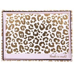 graphique box of thank you cards, cheetah - includes 16 cards with matching envelopes and storage box, cute stationery made of durable heavy cardstock, cards measure 3.25" x 4.75"