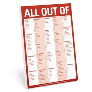 knock knock all out of grocery list pad (red / original) - all out of pad list & magnetic note pad with magnet, 6 x 9-inches