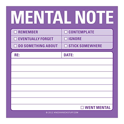 1-Count Knock Knock Mental Note Sticky Notes, To Do List Notepads, 3 x 3-inches each