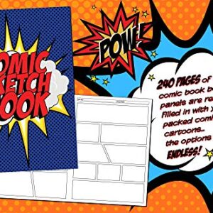 Piccadilly Comic Sketchbook | Guided Artistic Sketchbook & Instructions | Draw Your Own Comic Book | 204 Pages