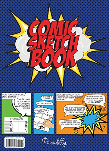 Piccadilly Comic Sketchbook | Guided Artistic Sketchbook & Instructions | Draw Your Own Comic Book | 204 Pages