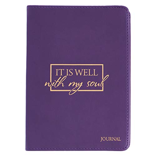 Christian Art Gifts Purple Faux Leather Journal | It is Well with My Soul | Handy-sized Flexcover Inspirational Notebook w/Ribbon Marker, 240 Lined Pages, Gilt Edges, 5.5 x 7 Inches