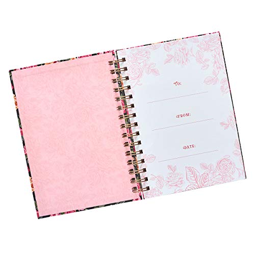 Christian Art Gifts Journal w/Scripture Serenity Prayer Pink Roses 192 Ruled Pages, Large Hardcover Notebook, Wire Bound