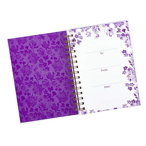 Christian Art Gifts Journal w/Scripture Faith Purple Watercolor Flowers Hebrews 11:1 Bible Verse 192 Ruled Pages, Large Hardcover Notebook, Wire Bound