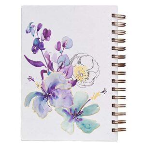 Christian Art Gifts Journal w/Scripture Faith Purple Watercolor Flowers Hebrews 11:1 Bible Verse 192 Ruled Pages, Large Hardcover Notebook, Wire Bound