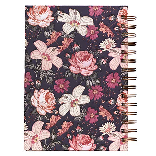 Christian Art Gifts Journal w/Scripture Love Mercy Walk Humbly Micah 6:8 Bible Verse Navy Floral 192 Ruled Pages, Large Hardcover Notebook, Wire Bound