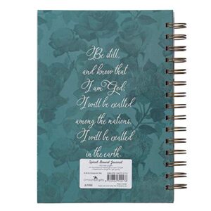 Christian Art Gifts Journal w/Scripture Be Still and Know Psalm 46:10 Bible Verse Purple Rose 192 Ruled Pages, Large Hardcover Notebook, Wire Bound