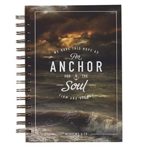 christian art gifts journal w/scripture anchor for the soul hebrews 6:19 bible verse 192 ruled pages, large hardcover notebook, wire bound