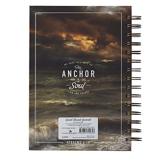 Christian Art Gifts Journal w/Scripture Anchor For the Soul Hebrews 6:19 Bible Verse 192 Ruled Pages, Large Hardcover Notebook, Wire Bound