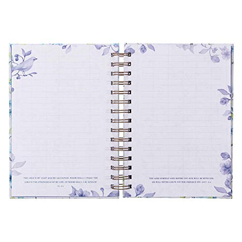 Christian Art Gifts Journal w/Scripture Blue Floral Sweet Friendship 192 Ruled Pages, Large Hardcover Notebook, Wire Bound
