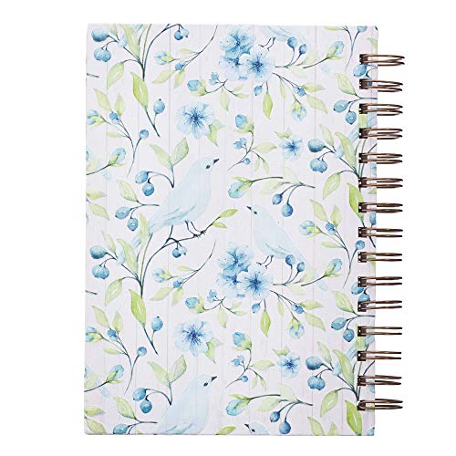 Christian Art Gifts Journal w/Scripture Blue Floral Sweet Friendship 192 Ruled Pages, Large Hardcover Notebook, Wire Bound