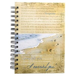 hardcover journal footprints in the sand poem beach inspirational wire bound notebook w/192 lined pages, large