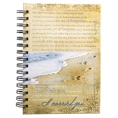 Hardcover Journal Footprints In The Sand Poem Beach Inspirational Wire Bound Notebook w/192 Lined Pages, Large