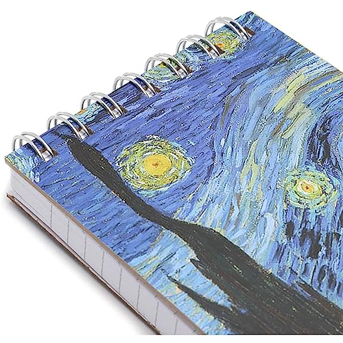 The Gifted Stationery 3-Pack Vincent Van Gogh Designs Spiral Memo Notepads with Hard Cover & Lined Paper, 8.4 inches Long x 3.75 inches