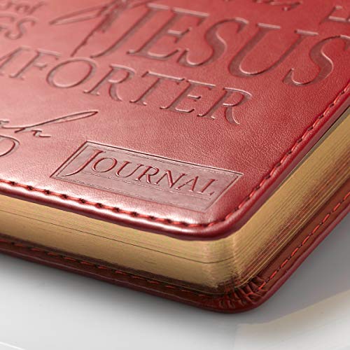 Christian Art Gifts Classic Handy-sized Journal Names of Jesus Inspirational Scripture Notebook w/Ribbon, Faux Leather Flexcover 240 Ruled Pages, 5.7" x 7", Burgundy