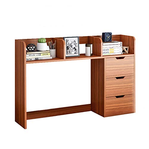 FEANG Wood Desktop Bookshelf with 3 Drawers Freestanding Countertop Bookcase Desk Organizer Display Shelf Display Shelf for Home Decor (Color : Brown, Size : 113cm)