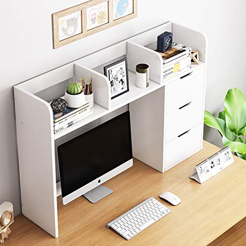 FEANG Wood Desktop Bookshelf with 3 Drawers Freestanding Countertop Bookcase Desk Organizer Display Shelf Display Shelf for Home Decor (Color : Brown, Size : 113cm)