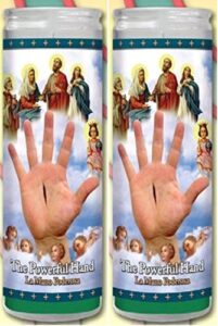 set of 2 hand of power or helping hand prayer candles 2 veladoras de la mano poderosa