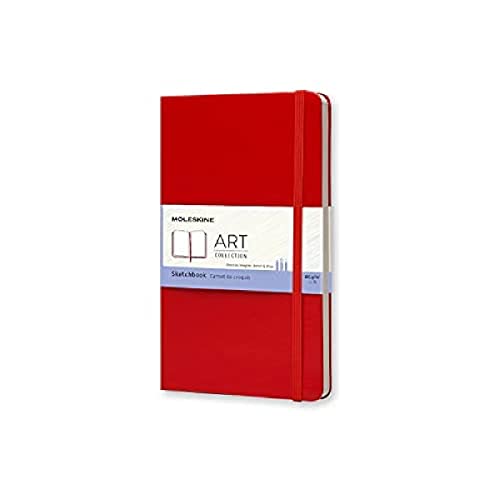 Moleskine Art Sketchbook, Hard Cover, Large (5" x 8.25") Plain/Blank, Scarlet Red, 104 Pages