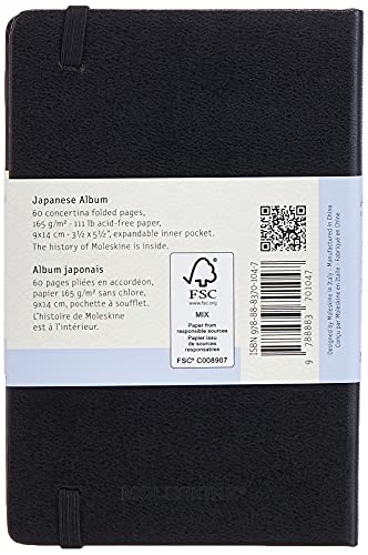 Moleskine Art Japanese Album, Hard Cover, Pocket (3.5" x 5.5") Plain/Blank, Black, 60 Pages