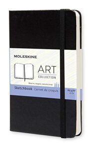 moleskine art sketchbook, hard cover, pocket (3.5" x 5.5") plain/blank, black, 80 pages
