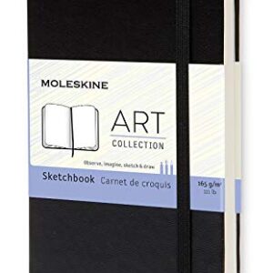 Moleskine Art Sketchbook, Hard Cover, Pocket (3.5" x 5.5") Plain/Blank, Black, 80 Pages