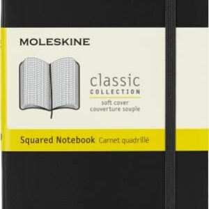 Moleskine Classic Notebook, Soft Cover, Pocket (3.5" x 5.5") Squared/Grid, Black, 192 Pages