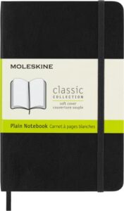 moleskine classic notebook, soft cover, pocket (3.5" x 5.5") plain/blank, black, 192 pages