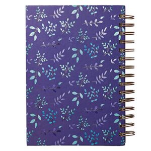 Christian Art Gifts Journal w/Scripture I Can Do All This Through Him Philippians 4:13 Bible Verse Purple Floral 192 Ruled Pages, Large Hardcover Notebook, Wire Bound