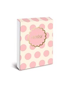 graphique classic charm pocket notes – pocket notebook with pink polka dot design, "notes" in cursive and matching magnetic case clasp, 75 full color pages, 3" x 4"