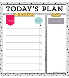 carson dellosa 5.75" x 6.25" today's plan to do list notepad, 50 sheet lined paper daily planner notepad, daily checklist, teacher daily to do list, productivity task planner