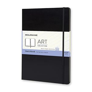 moleskine art sketchbook, hard cover, a4 (8.25" x 11.75") plain/blank, black, 96 pages