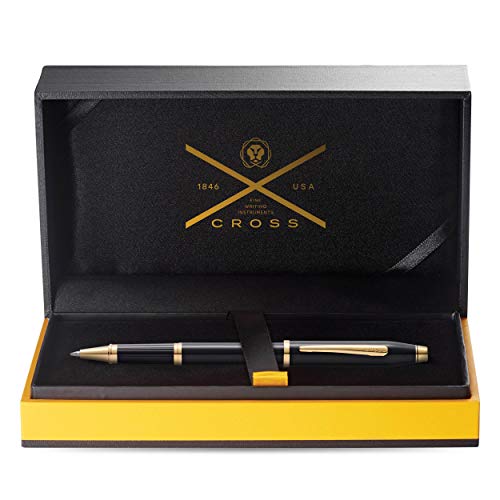 Cross Century II Selectip Rollerball Pen, Black Lacquer with 23KT Gold-Plated Appointments