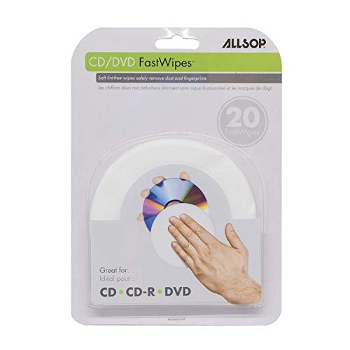 Allsop CD and DVD FastWipes, lint-free wipes for cleaning DVD, CD, PS1, PS2, XBOX & XBOX 360 Discs