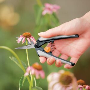 fiskars 99216935j pruning softouch micro-tip snip, non-coated blades, gray